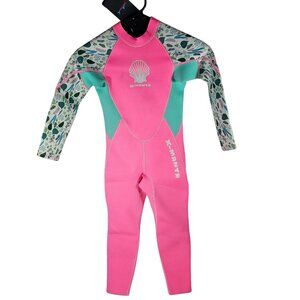 X-Manta Kids Full-Body Wetsuit Size XL Pink Neoprene NWT Floral Accents